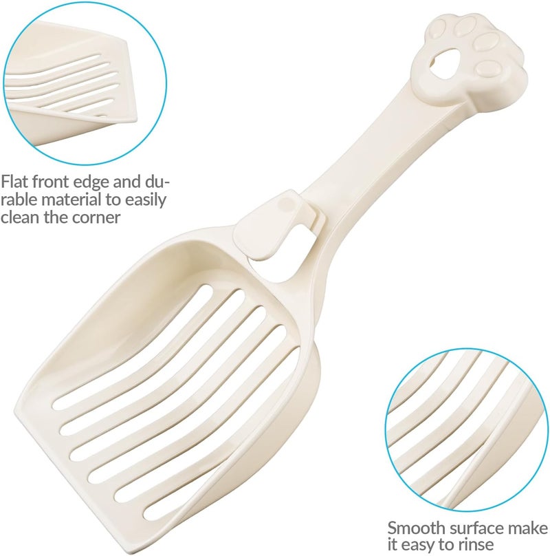 Depets Cat Litter Scoop, Litter Scoop with Wide Slats, Kitty Litter Scooper for Pine Pellets, Durable Plastic Litter Sifter Scoop - Designed for Easy Sifting, Milky White - Image 4